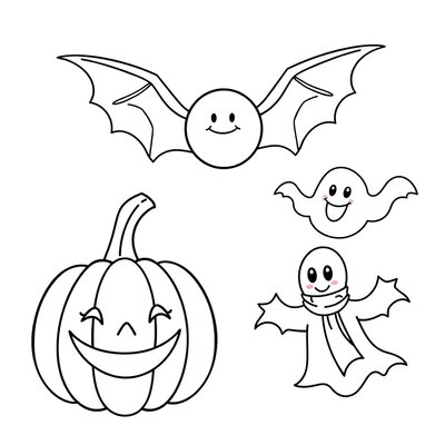 Kolorowanki: dynia, nietoperz, duch