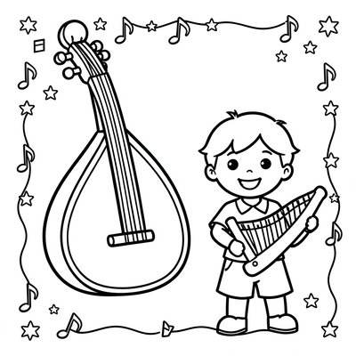 Kolorowanka: Kontur bandury dla przedszkolaków