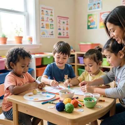 Zdjęcie z zajęć — dzieci tworzą Bandurka