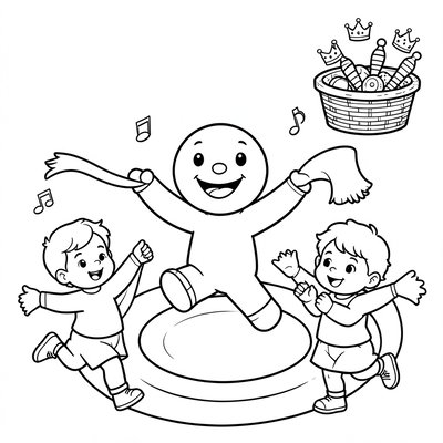 Kolorowanka: Bandurek tańczy z dziećmi