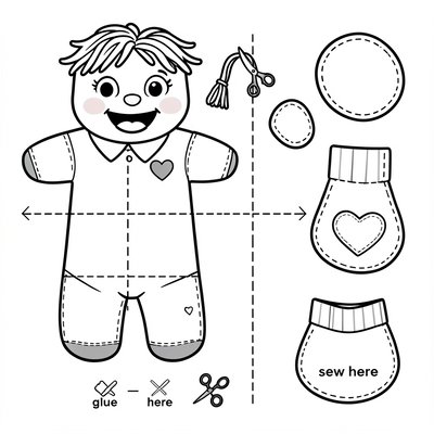 Szablon pacynki ze skarpety — do wycięcia