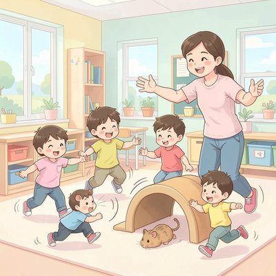 Ilustracja przerwy ruchowej – Naśladujemy chomika