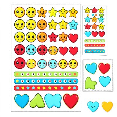 Arkusz z naklejkami i dekoracjami do ozdabiania płytek