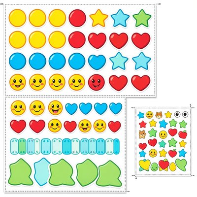 Arkusz z naklejkami i dekoracjami do ozdabiania płytek