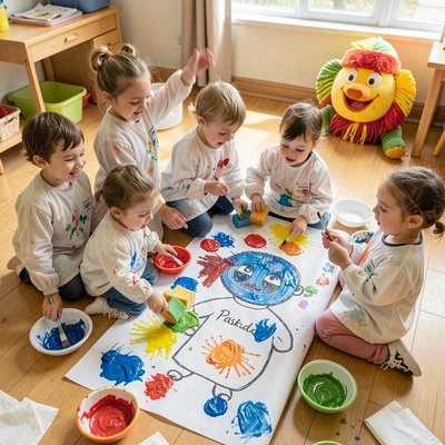 Dzieci malują Paskudę — scena plastyczna