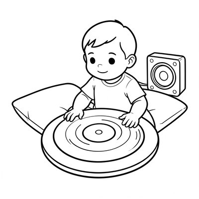 Kolorowanka: Dziecko z płytą winylową