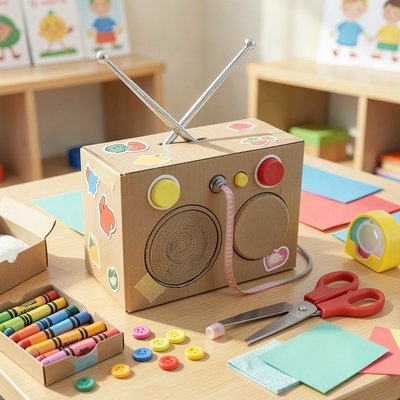 Ilustracja przykładowego radia i stanowiska pracy