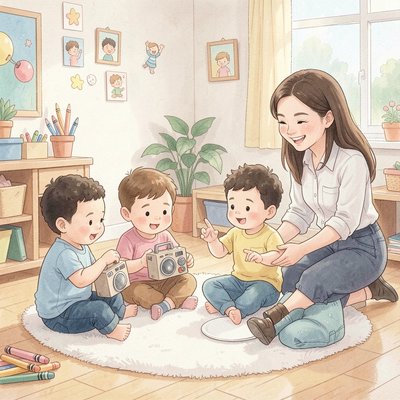 Ilustracja: dzieci wymieniają sygnały