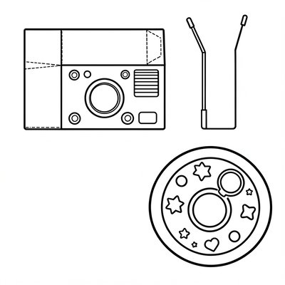 Szablon radiostacji — rolka papierowa i talerzyk