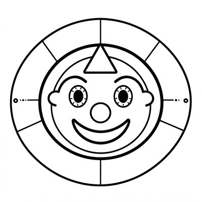 Kolorowanka: Maska klauna na talerzyku (kontury)