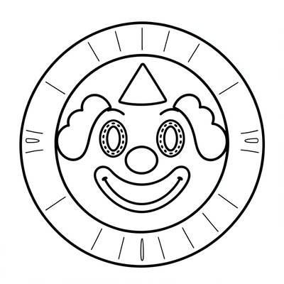 Kolorowanka: Maska klauna na talerzyku (kontury)
