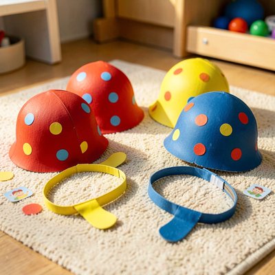 Kartonowe kapelusze klauna i opaski