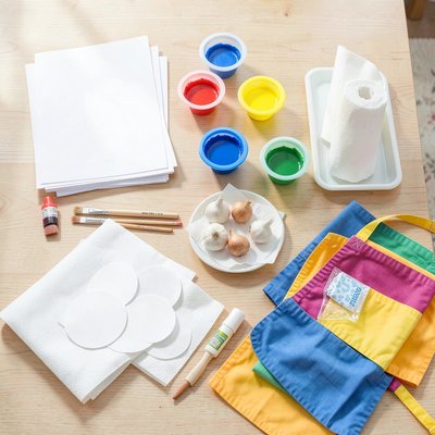 Fotografia przygotowania stołu — materiały do zajęć