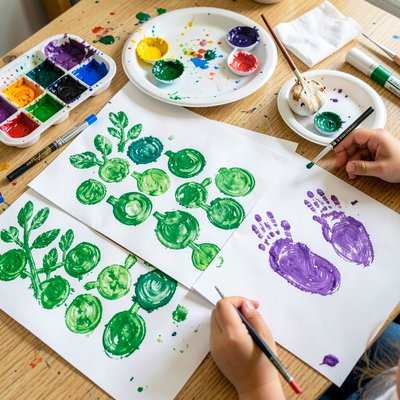 Stemple z ząbka czosnku — inspiracja plastyczna