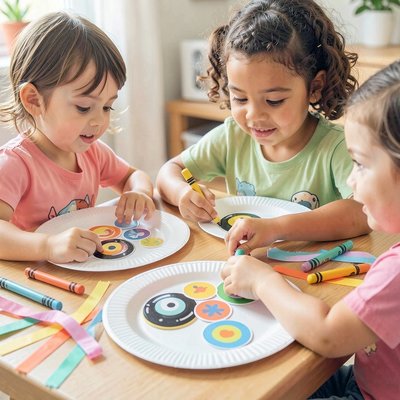 Warsztat dekoracji — dzieci dekorują talerze