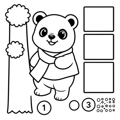 Strona do kolorowania: panda i chusteczki