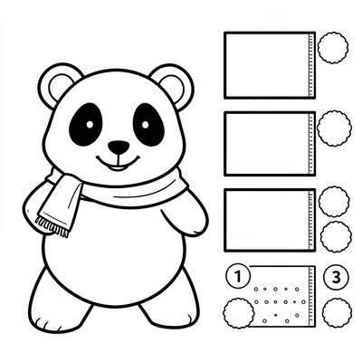 Strona do kolorowania: panda i chusteczki
