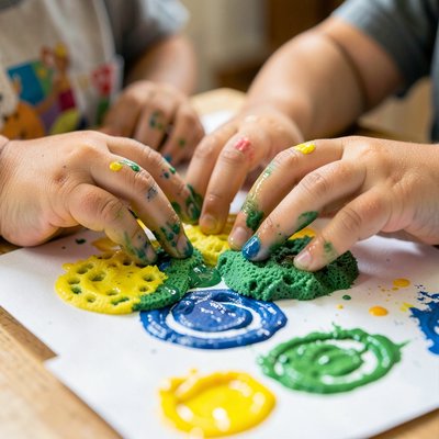 Eksperyment z farbą — Zbliżenie rączek