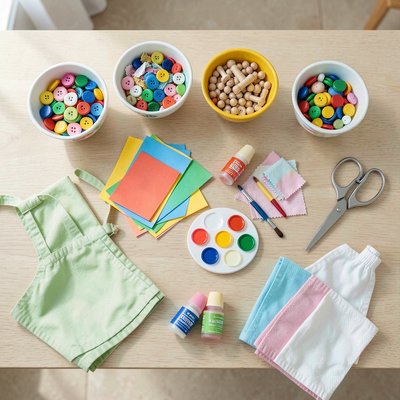 Zdjęcie referencyjne: Stół z materiałami do stacji