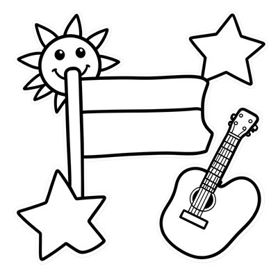 Kolorowanka: flaga i motywy hiszpańskie