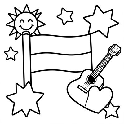 Kolorowanka: flaga i motywy hiszpańskie