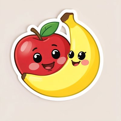 Naklejka pamiątkowa — Uśmiechnięte owoce