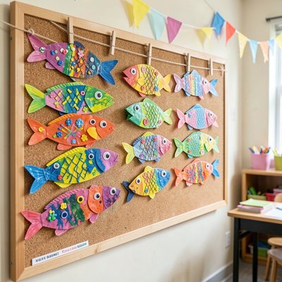 Wystawka prac — kolorowe rybki