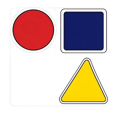 Szablon naklejek — duże kształty (Circle, Square, Triangle)