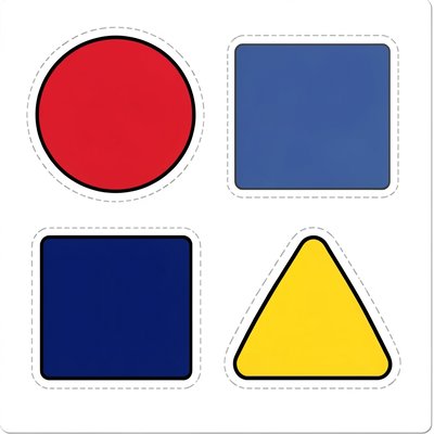 Szablon naklejek — duże kształty (Circle, Square, Triangle)