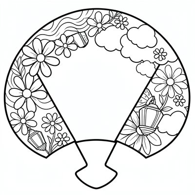 Kolorowanka: wachlarz z prostymi wzorami