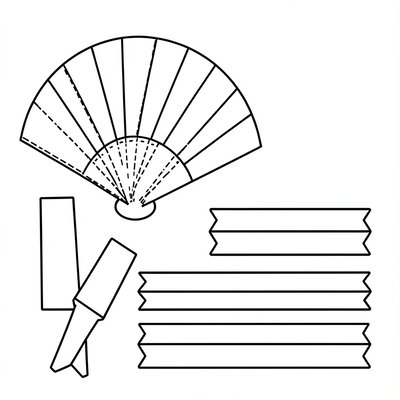 Szablon do wycinania: papierowy wachlarz i wstążki