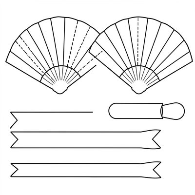 Szablon do wycinania: papierowy wachlarz i wstążki