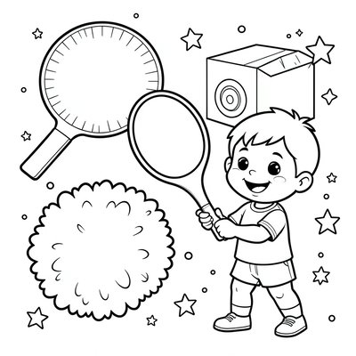 Kolorowanka — Rakietka i miękka piłeczka