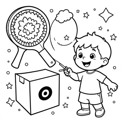 Kolorowanka — Rakietka i miękka piłeczka