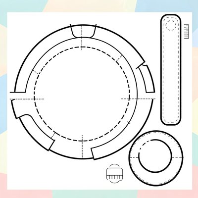 Szablon do wycięcia — talerzyk, rączka i oznaczenia