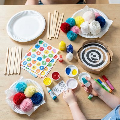 Ujęcie z góry — stanowisko pracy z materiałami