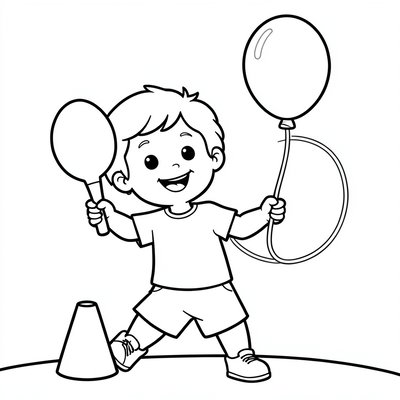 Kolorowanka: Mały tenisista