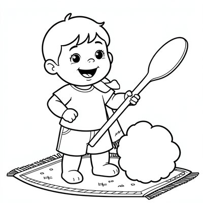 Kolorowanka: Dziecko z paletką i piłką