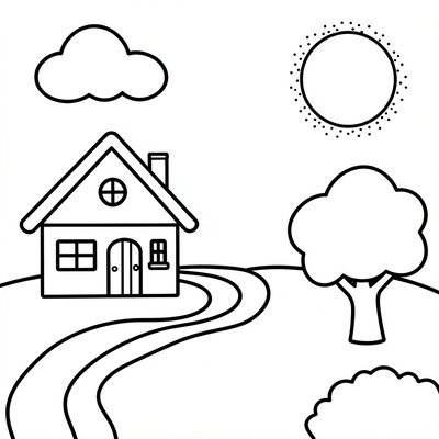 Prosta kolorowanka do dorysowania (słońce/kwiatek)