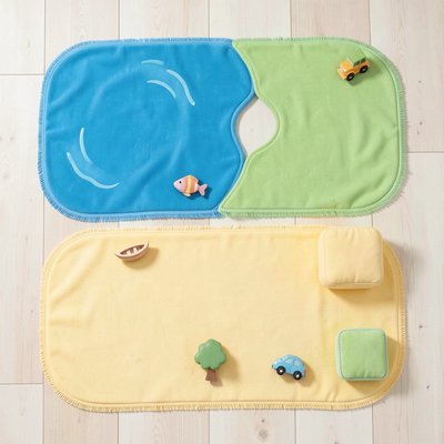 Mapa ruchowa na dywanie – kolorowe chusty (widok z góry)