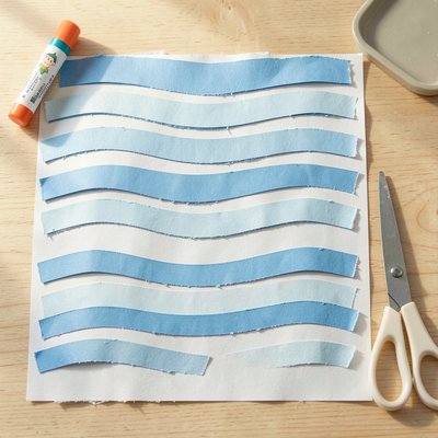 Szablony fal — niebieskie paski papieru