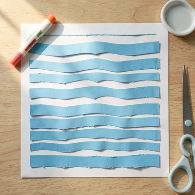 Szablony fal — niebieskie paski papieru