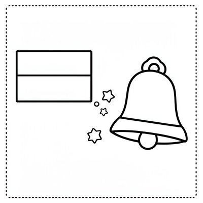 Kolorowanka: flaga i dzwon - czarno-biała