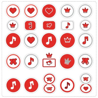 Arkusz naklejek — białe i czerwone symbole