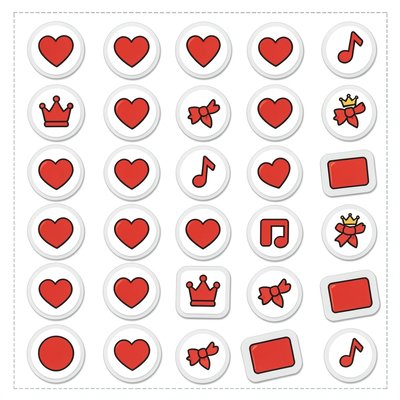 Arkusz naklejek — białe i czerwone symbole