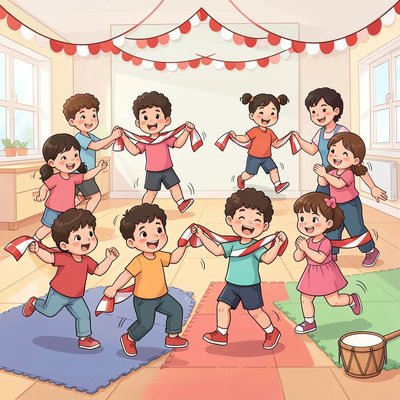 Ilustracja do zabawy „Parada chusteczek”