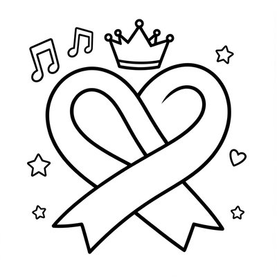 Strona do kolorowania — Serce z wstążek