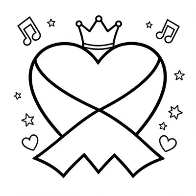 Strona do kolorowania — Serce z wstążek