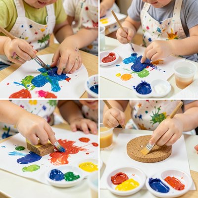 Scena pracy — dzieci eksperymentują z technikami