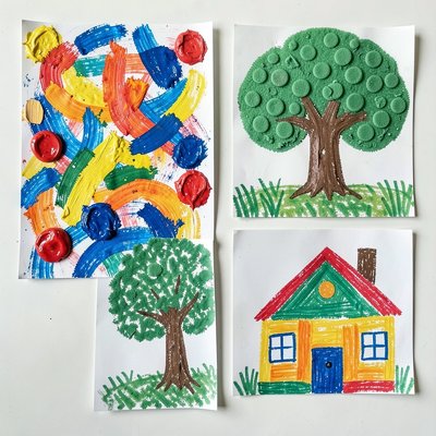 Przykładowe reprodukcje — proste kolorowe prace